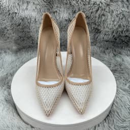 2026 New 12cm Bare Matte Mesh Fine Heels with Pointed Shallow Mouth Single Shoes for Women, Sexy and Comfortable