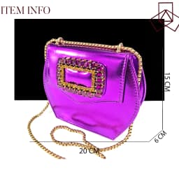 New Arrival Mature Style Purple Color Party Wedding Pointed Toe High Heel Women Shoes and Bag Set Decorated With Rhinestoe