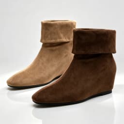 AIYUQI 2026New Women Folded Cuff Wedge Ankle Boots Suede Pointed Toe Slipon Short Booties Ladies Retro Fall Winter Casual Shoes