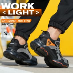 Men's Lightweight Safety Shoes, Men's Steel Toe Puncture Resistant Breathable Safety Boots, Men's Construction Work Safety Shoes