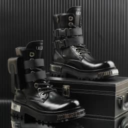 2025 White Men's High-Top Winter Velvet Warm British Medium Motorcycle Thick-Soled Boots
