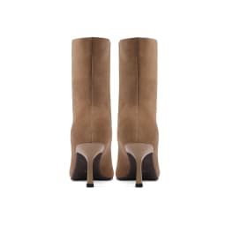 NEW TREND 2025 Autumn Winter Women Cow Suede High Thin Heeled Ankle Boots Black Apricot Sexy Ladies Pointed Toe Slip-On Boots