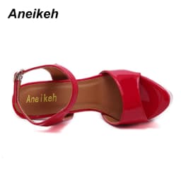 Aneikeh Big Shoe Size 41 42 43 44 45 46 High Heels Sandals Summer Sexy Open Toe Party Dress 16CM Platform Gladiator Women Pumps