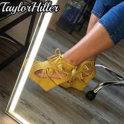 TaylorHiller Boho Women Tassel Fringe Wedge Sandals Peep Toe Platform High Heels Sandal Suede Lace‑Up Zip Summer Evening Shoes