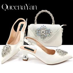 QSGFC Hot Selling INS Pointed-Toe Luxury Style Women High Heels Sandal With Bag Set Orange Color for Wedding Party
