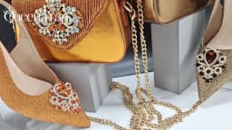 QSGFC Hot Selling INS Pointed-Toe Luxury Style Women High Heels Sandal With Bag Set Orange Color for Wedding Party