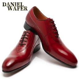 Men's Crocodile Embossed Leather Oxfords Business Formal Shoes for Professional Meetings Dinner Weddings