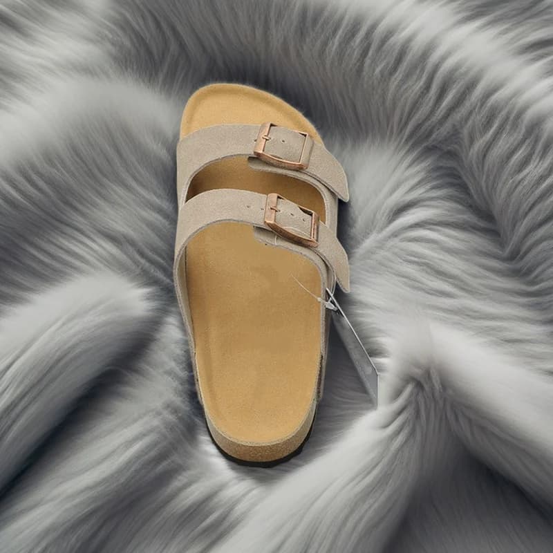 2026 New Fashion Versatile Slippers Double Breasted Men Women Sandals All Leather Cork Sole Sandals Fashion Versatile Slippers