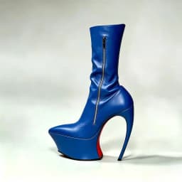 Ladies Sharp Point Toe Mid‑Calf Booties Hollow Sculpted Super High Heel Thick Platform Side Zipper Red Outsole Punk Party Show