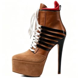 Brown/pink/white suede platform ankle boots plus size 46 47 lace up sexy high heels straps luxury designer quality party shoes
