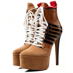 Brown/pink/white suede platform ankle boots plus size 46 47 lace up sexy high heels straps luxury designer quality party shoes