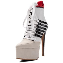 Brown/pink/white suede platform ankle boots plus size 46 47 lace up sexy high heels straps luxury designer quality party shoes