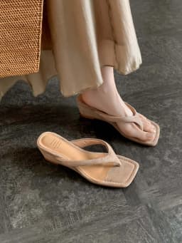Krazing Pot Genuine Leather Mules Flip Flops Slingback Summer Shoes Concise Design Wedges Casual Fashion Women Outside Slippers