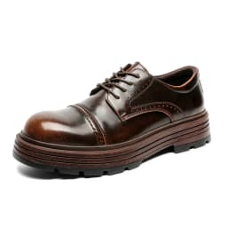 Height Increasing Vintage British Men Casual Leather Shoes Dress Tooling Boots Outdoor Business Loafers Spring Summer Shoes