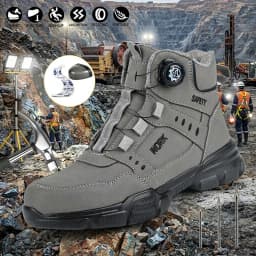 High‑Top Rotary Knob Lightweight Breathable Safety Footwear Steel Toe Anti‑smash Puncture‑Proof Work Shoes For Freight Station