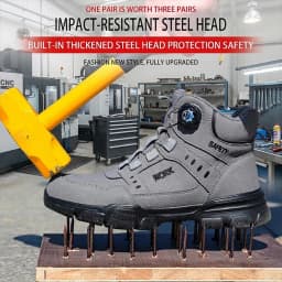 High‑Top Rotary Knob Lightweight Breathable Safety Footwear Steel Toe Anti‑smash Puncture‑Proof Work Shoes For Freight Station