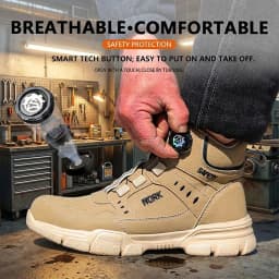 High‑Top Rotary Knob Lightweight Breathable Safety Footwear Steel Toe Anti‑smash Puncture‑Proof Work Shoes For Freight Station