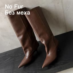 JOZHAMTA Size 34-43 2027 New Women Real Leather Knee Boots Low Heels Winter Shoes For Sexy Woman Lady Autumn Dress Long Boots