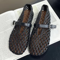 Eilyken Spring Fashion Hand Weaving Hollow Out Buckle Strap Flats Heels Women Sandals Designer Comfortable Ballet Banquet Shoes