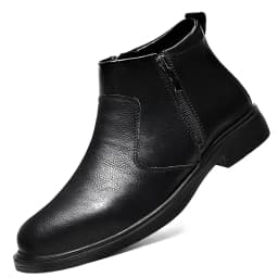 Autumn and Winter New High-Top Leather Shoes for Men, Zippered Leather Boots, Fashionable Versatile Business Casual Shoes, Men's Formal Shoes, Chelsea Boots