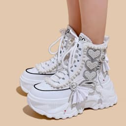 Fashion Women's Shoes Spring Casual Thick Sole 8cm Designer Sneakers Girls Lace-up Ladies Casual Shoes Women Sneakers
