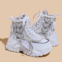 Fashion Women's Shoes Spring Casual Thick Sole 8cm Designer Sneakers Girls Lace-up Ladies Casual Shoes Women Sneakers