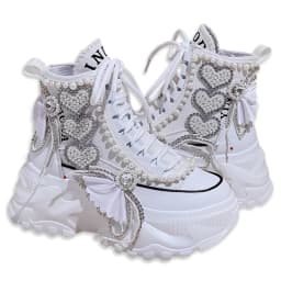Fashion Women's Shoes Spring Casual Thick Sole 8cm Designer Sneakers Girls Lace-up Ladies Casual Shoes Women Sneakers
