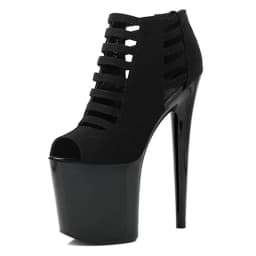 The 17-20cm stage of the super black high heels shows the sandals of the nightclub fashion women's shoes.