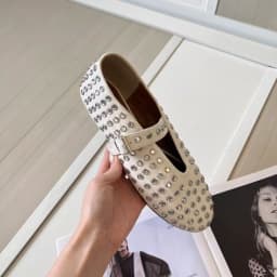 Designer French Luxury Mesh Slip-On Shoes Women High Density T-Strap Patent Leather Edge Trimmed Breathable Pointed-Toe Ballet Mules Flats Summer Sandals