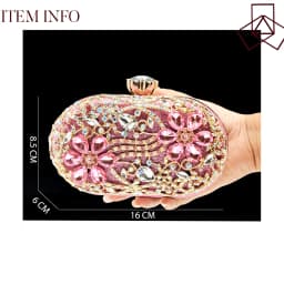 QUEENA YAN Luxury Pink Rhinestone Party Shoes and Clutch for Women- Elegant Crystal Heels with Matching Evening Bag