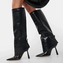 Aneikeh Fashion Pointed Toe Design Women Knee-High Boots Thin High Heels Shoes Autumn Winter Ladies Long Booties