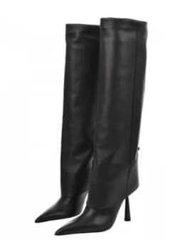 Aneikeh Fashion Pointed Toe Design Women Knee-High Boots Thin High Heels Shoes Autumn Winter Ladies Long Booties