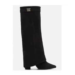 2026 Autumn/Winter New Extended Edition Pointed Ultra High Thick Bottom Metal Buckle Side Zipper Fashion Boots Size 34-48