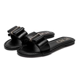CHCH Women's Flat Shoes New Summer Bow Casual Slippers Black Commuting Women's Shoes