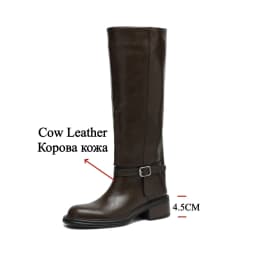 FEDONAS Women Genuine Leather Knee High Boots Thick Heels Long Motorcycle Boots Quality Warm High Knight Boots Shoes