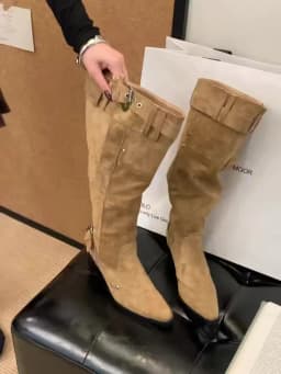 Pointed Toe Knee-High Boots For Women Khaki Wide Tube Long Boots Designer Fashion High Heels Elegant Shoes Botas Knight Boots