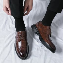 Brown Handmade Leather Men Oxford Shoes Black Leather Man Formal Classic Brogue Business Shoes Chaussure Homme