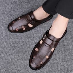 Men Genuine Leather Sandals Summer Male Shoes Beach Sandals Fashion Comfortable Outdoor Casual Sneakers Classic Business Sandals