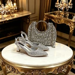 2026 INS Italian Design Elegant Green Rhinestone Pointed Toe High Heels & Handbag Set - Ideal for Weddings and Special Occasions