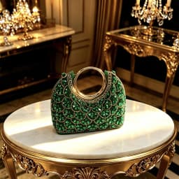 2026 INS Italian Design Elegant Green Rhinestone Pointed Toe High Heels & Handbag Set - Ideal for Weddings and Special Occasions