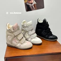 Beige Color Block Hidden Wedge Heel High Top Sneakers, Multi Velcro Straps Patchwork Suede Casual Platform Ankle Boots For Women