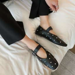 Meotina Women Genuine Leather Mary Janes Round Toe Flats Buckle Crystal Concise Glove Shoes Ladies Fashion Shoes Spring Autumn