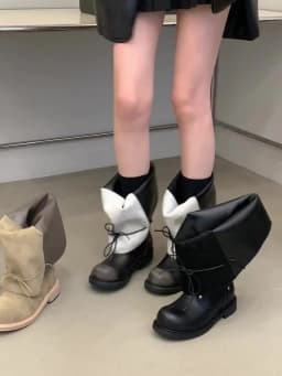ZAROY Strap Lace Up Knee High Boots Women Autumn Winter Wide Calf Fold Ankle Boots Chunky Low Heel Patchwork Riding Booties