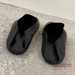 Black Soft Leather Square-Toe Backless Mule Loafers 2-Way Wear Foldable Back Men's Shoes Trendy Luxury Handmade Men's Shoes