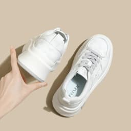 FOXER 2026 Spring Summer Women's Platform Sneakers Thick Sole Casual Female White Shoes Fashion Sport Shoes