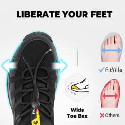 FitVille Wide Slip On Shoes For Men Walking Hiking Shoe Outdoor Trekking Loafer Arch Support Slip Resistant Wide Toe Box