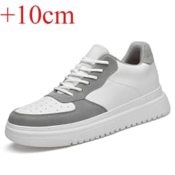 Men Genuine Leather Platform Sneakers Hidden 6-10CM Height Increase Lace Up Cushion Wearproof Street Casual Walking Skate Shoes