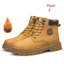 Men's High‑Top Combat Boots Retro Suede Work Ankle Boots Lace‑Up Thick Sole Non‑Slip Casual Outdoor Hiking Booties for Men