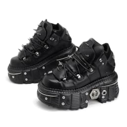 Gothic Ankle Rock Boots 2026 Woman Metal Decor Platform Sneakers New Punk Style Women Shoes Lace-up Shoes