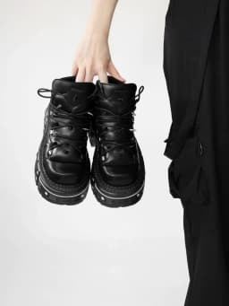 Gothic Ankle Rock Boots 2026 Woman Metal Decor Platform Sneakers New Punk Style Women Shoes Lace-up Shoes
